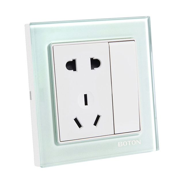 一位开关带二、三极插座 G9玻璃 绿 