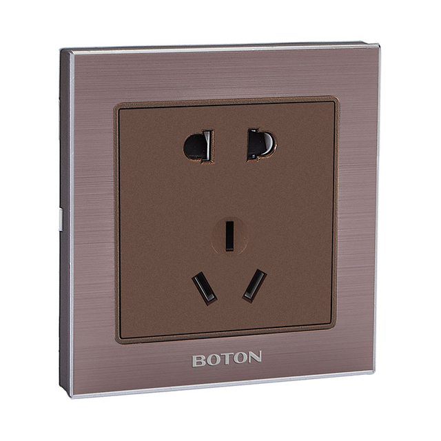 二、三极插座 G9拉丝玫瑰金+咖