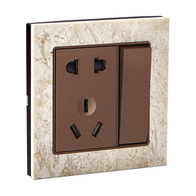 一位开关带二、三极插座 G9大理石 西班牙米黄