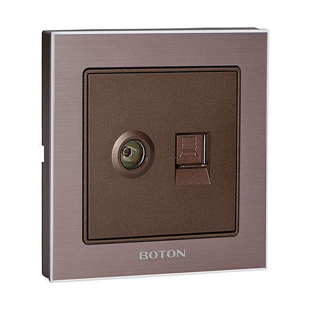 电视电脑插座 G9拉丝玫瑰金+咖