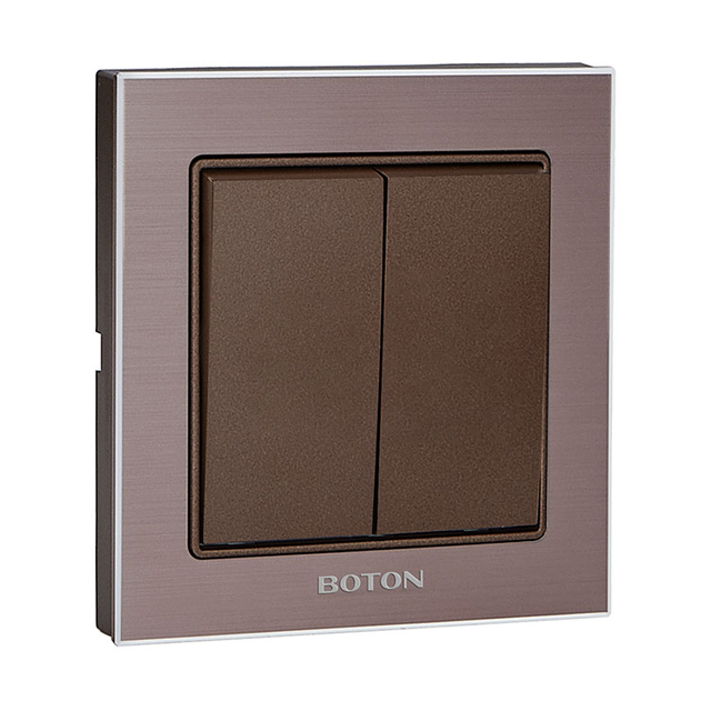 二位开关 G9拉丝玫瑰金+咖