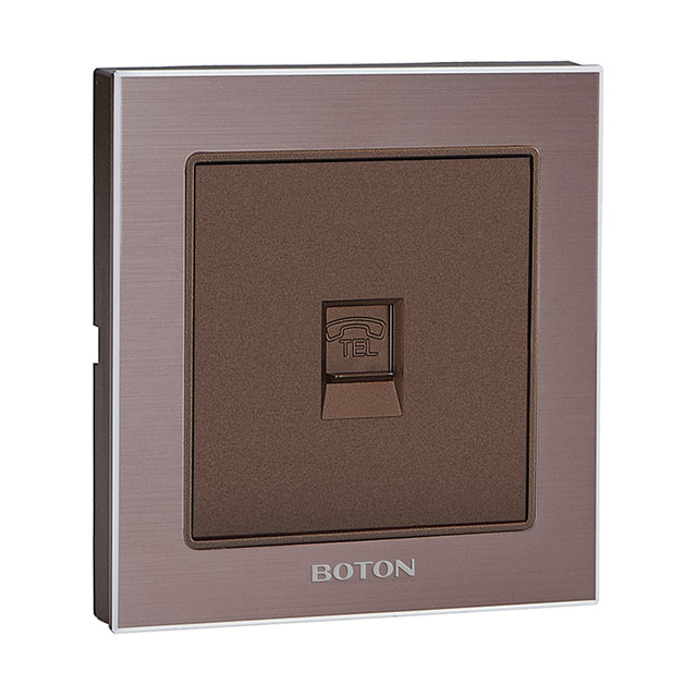 电话插座 G9拉丝玫瑰金+咖