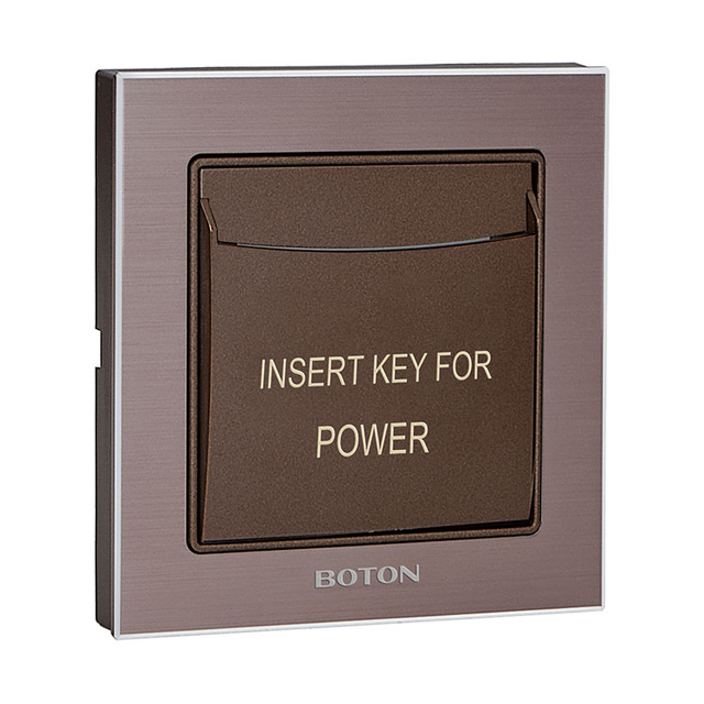 插卡取电开关 G9拉丝玫瑰金+咖