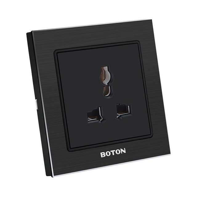 多功能三极插座 G9拉丝黑