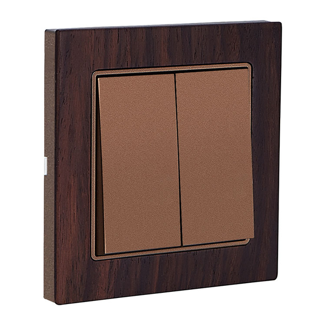 二位开关 G9木纹（玫瑰木 +咖）