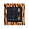 多功能二、三极插座带双USB插座 G9木纹（乌金木+黑）